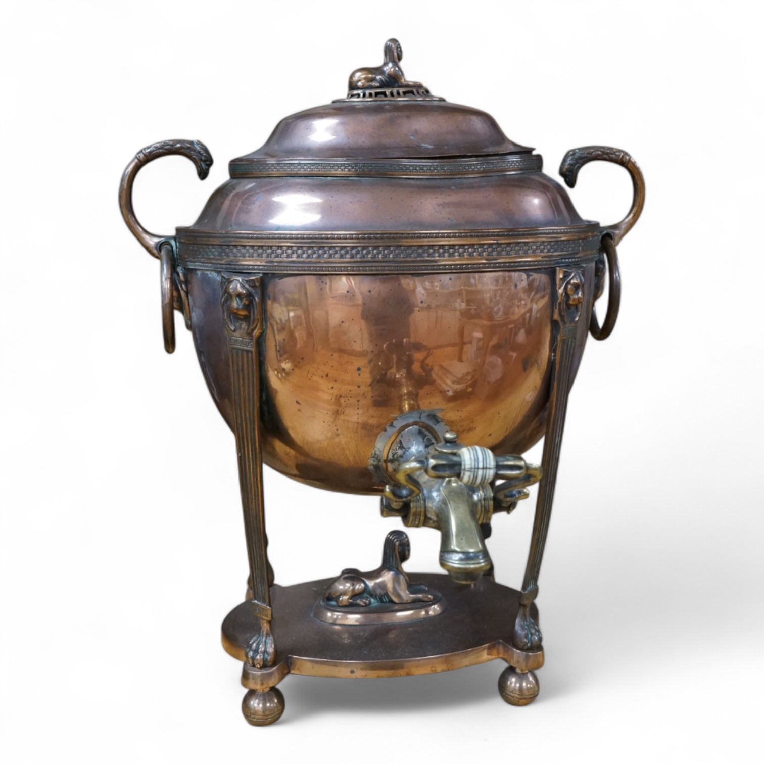 A copper samovar, with brass spigot tap, 42cm